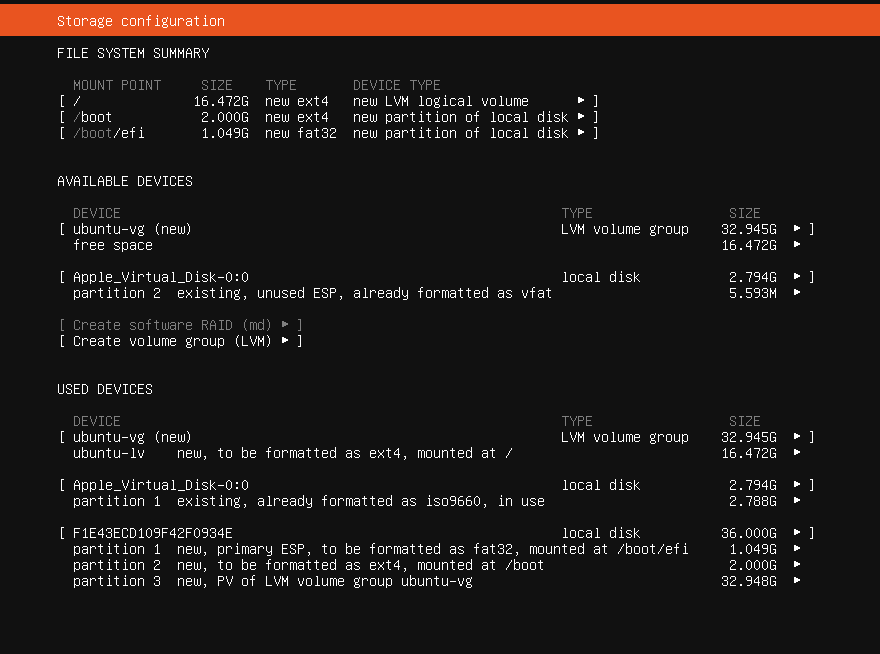 Storage configuration